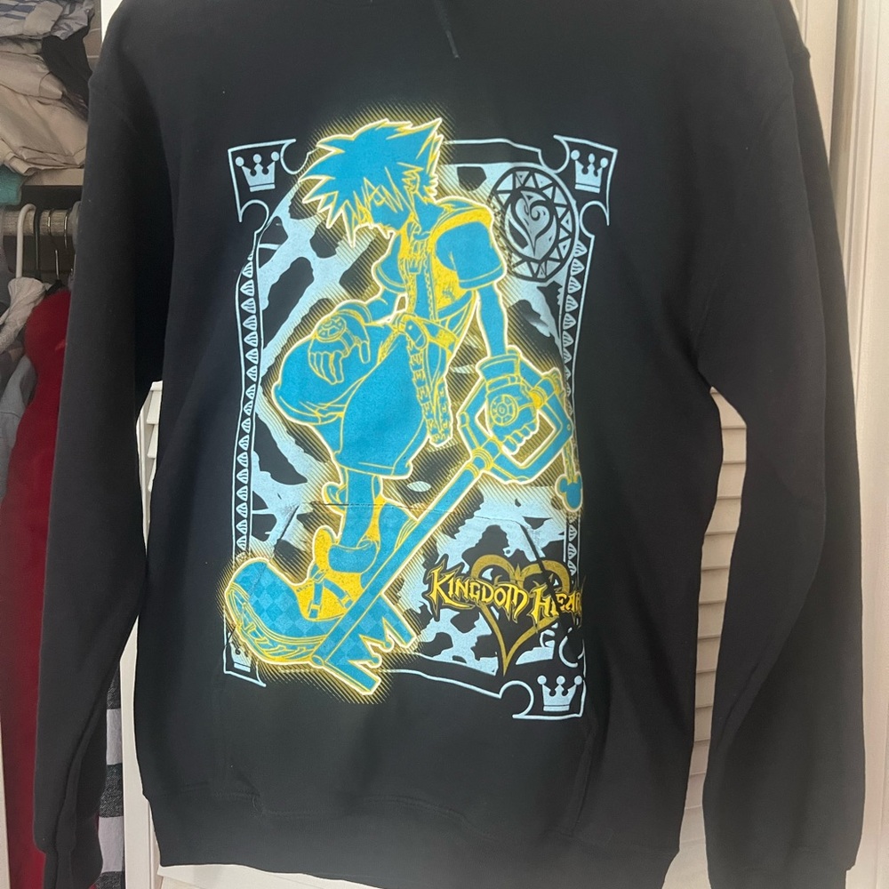 Black hoody sweater w/ Kingdom Hearts print. NWT never been worn.